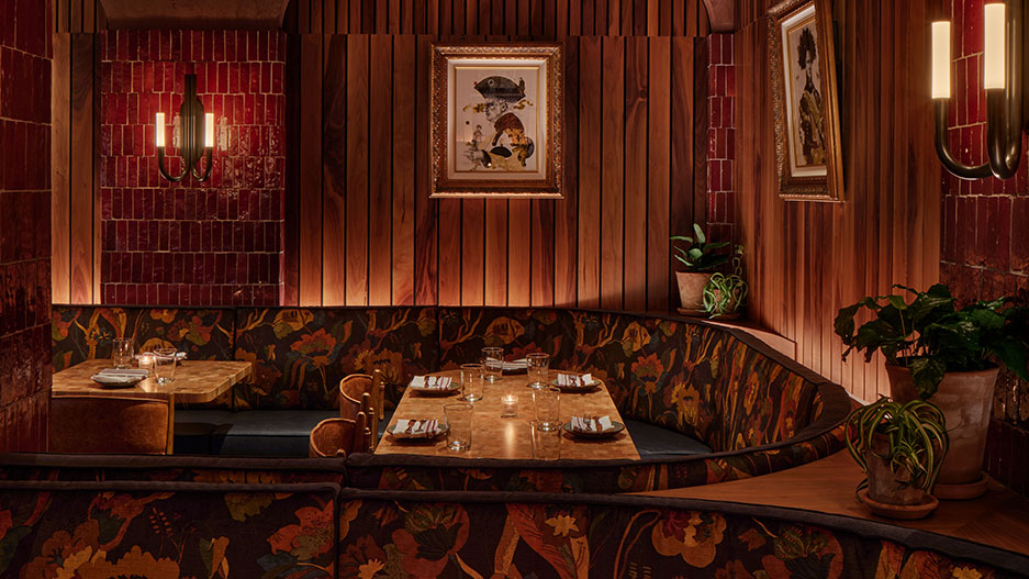 Moody restaurant interior of Idol Wolf